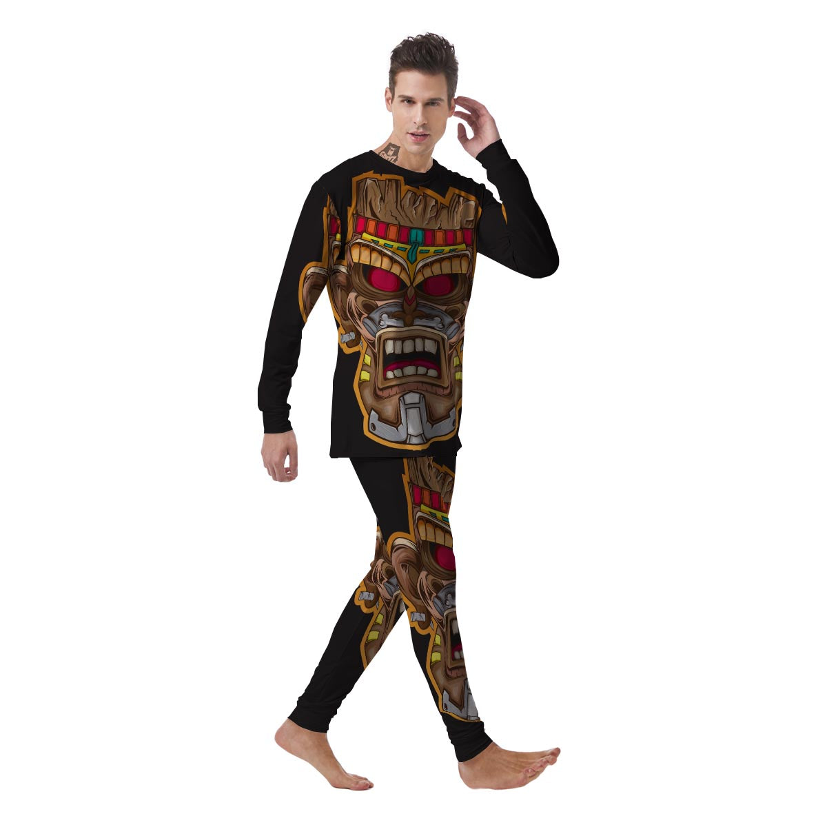 Totem Tiki Print Men's Pajamas-grizzshop