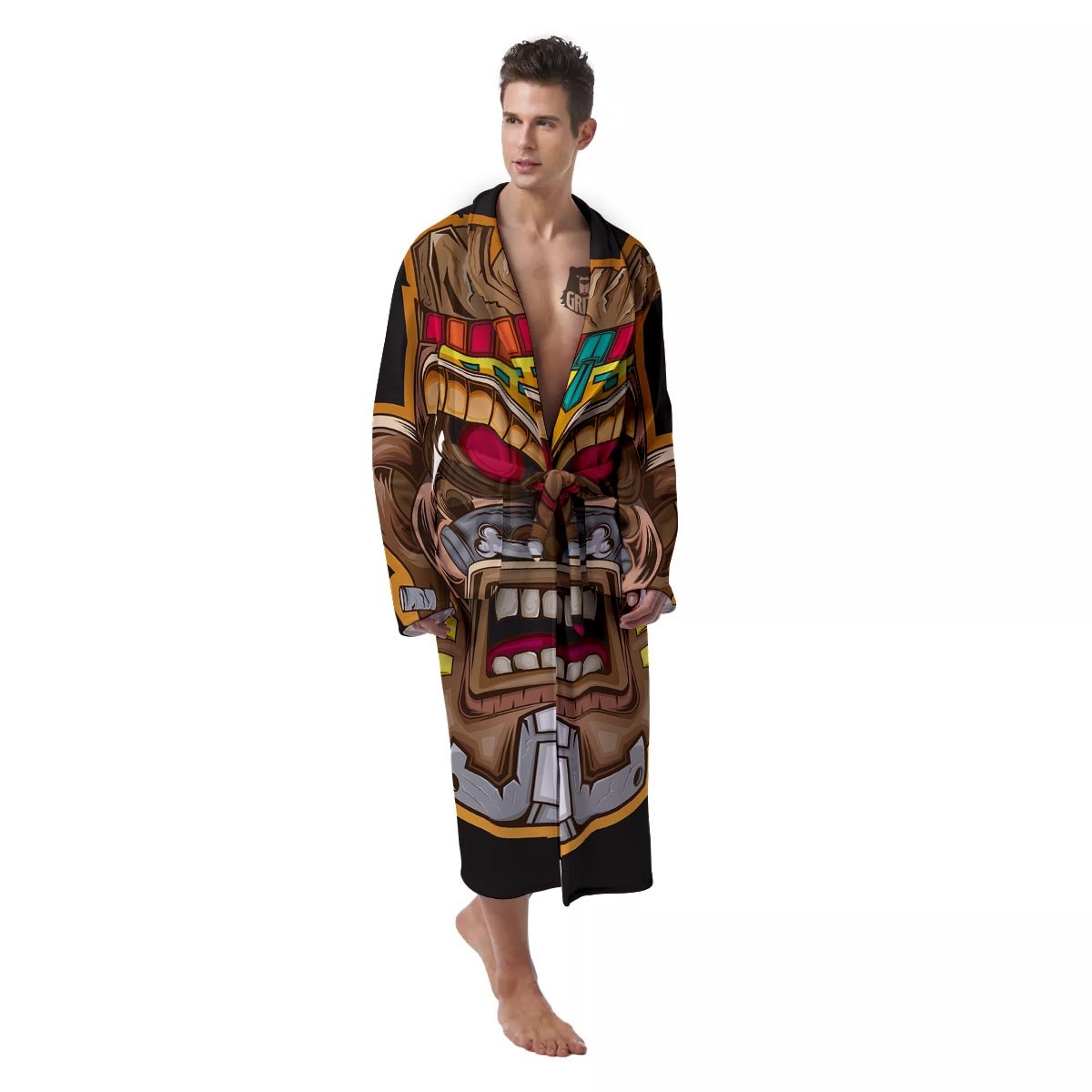 Totem Tiki Print Men's Robe-grizzshop
