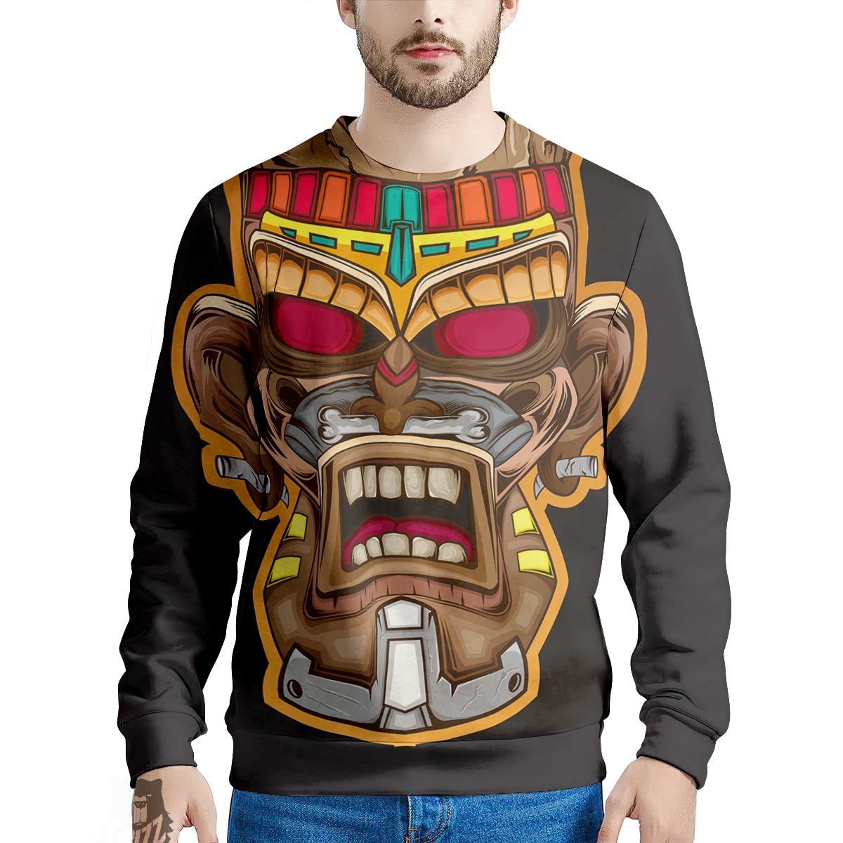 Totem Tiki Print Men's Sweatshirt-grizzshop