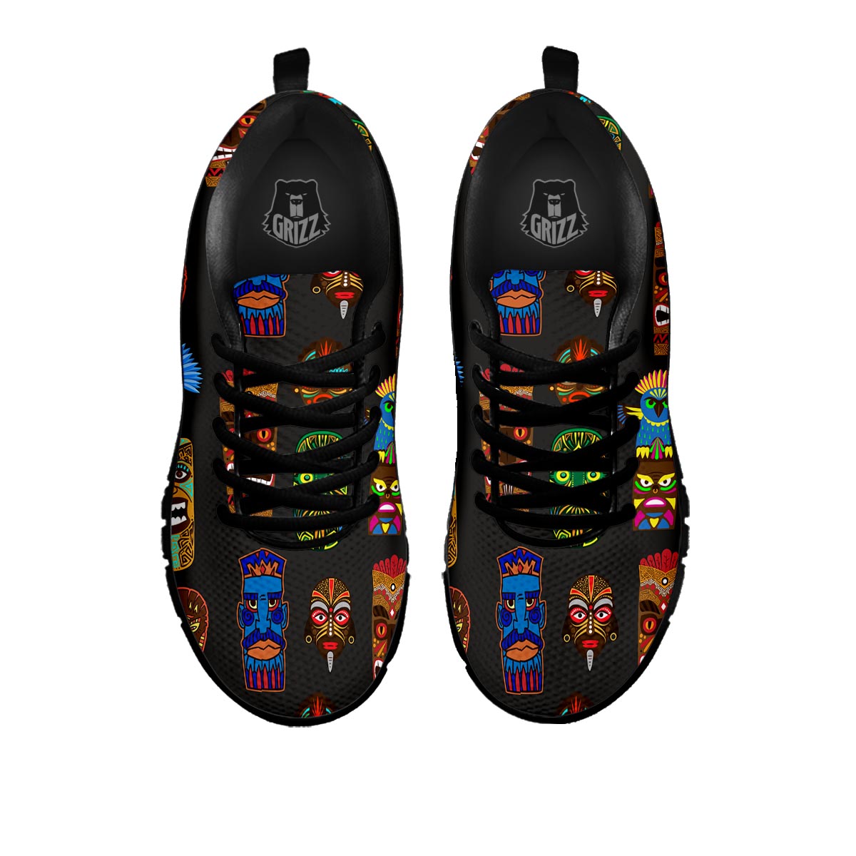 Totem Tiki Print Pattern Black Sneaker-grizzshop