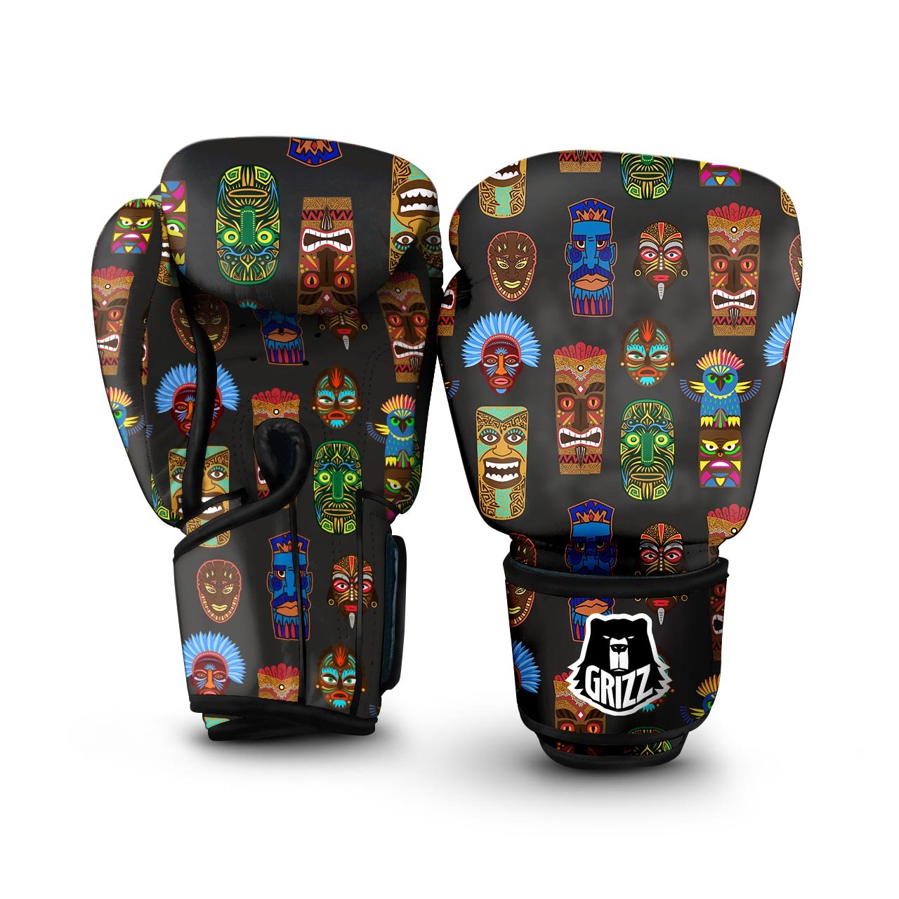 Totem Tiki Print Pattern Boxing Gloves-grizzshop