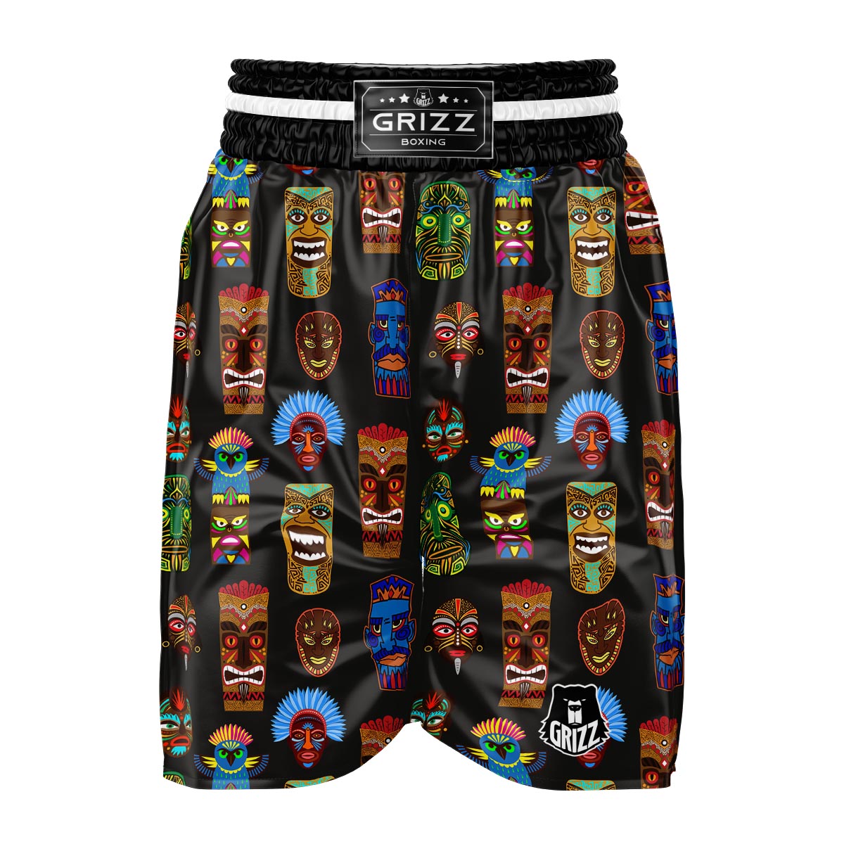 Totem Tiki Print Pattern Boxing Shorts-grizzshop