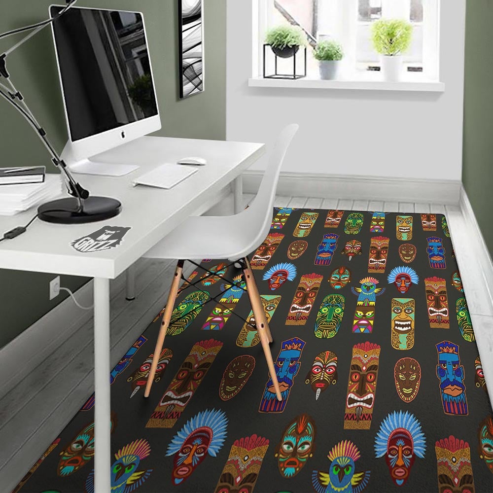 Totem Tiki Print Pattern Floor Mat-grizzshop
