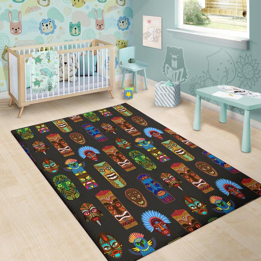 Totem Tiki Print Pattern Floor Mat-grizzshop