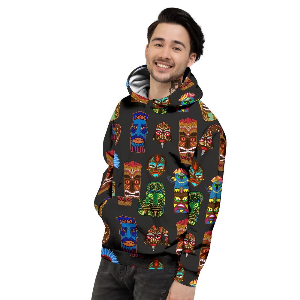 Totem Tiki Print Pattern Men's Hoodie-grizzshop