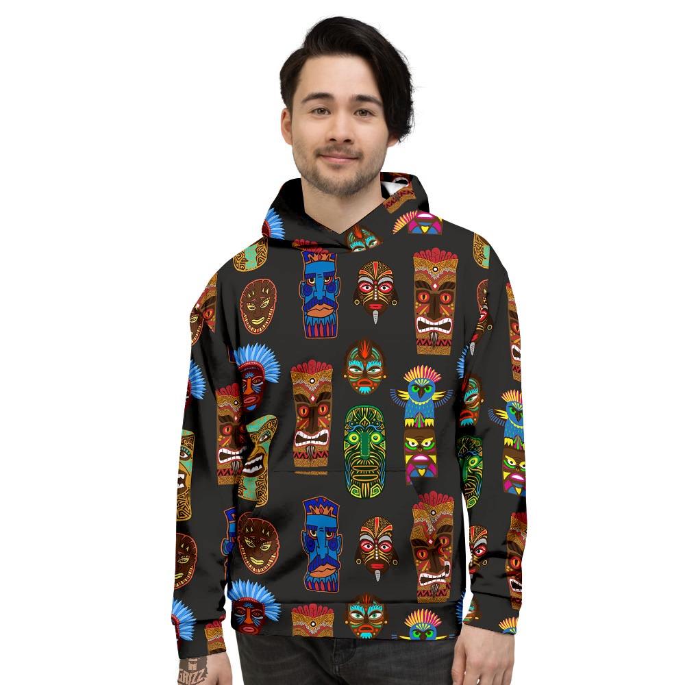 Totem Tiki Print Pattern Men's Hoodie-grizzshop