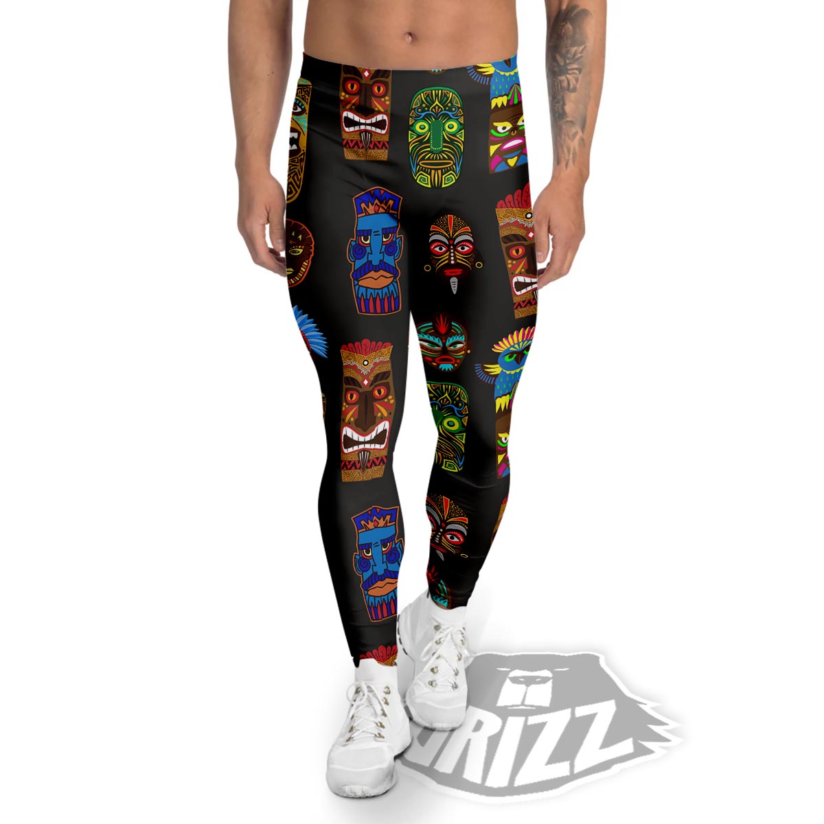 Totem Tiki Print Pattern Men's Leggings-grizzshop