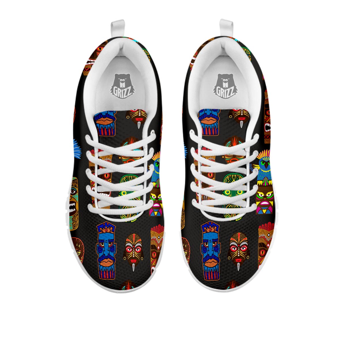 Totem Tiki Print Pattern White Sneaker-grizzshop