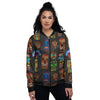 Totem Tiki Print Pattern Women's Bomber Jacket-grizzshop