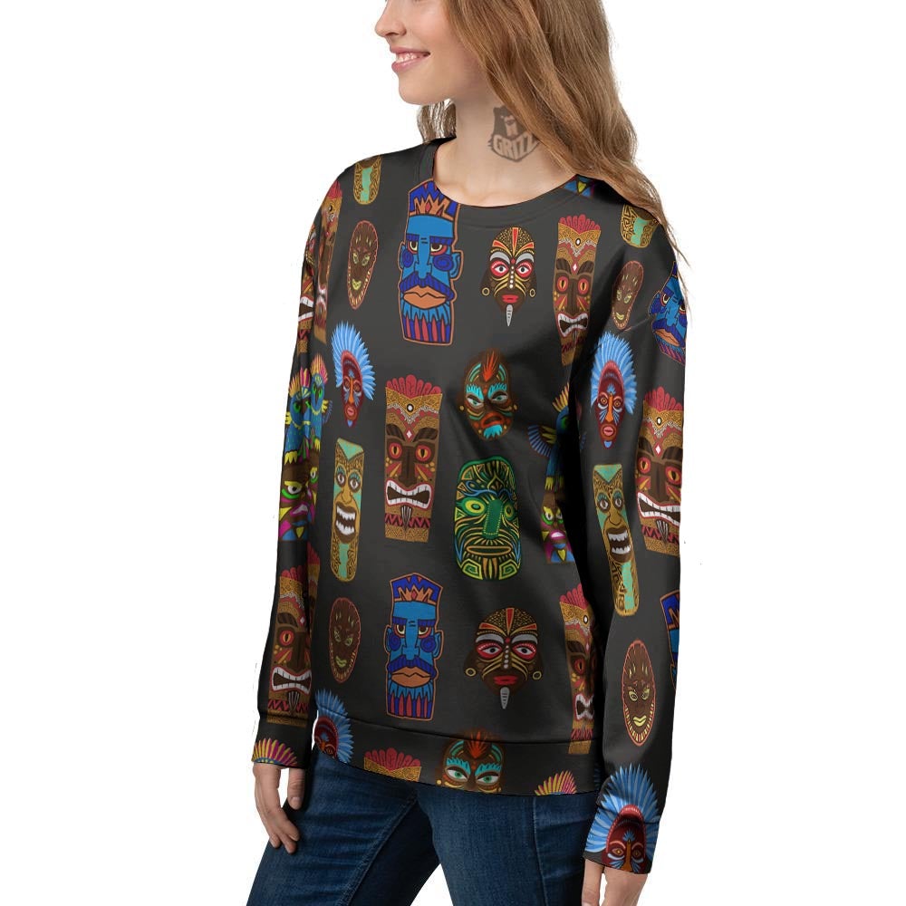 Totem Tiki Print Pattern Women's Sweatshirt-grizzshop