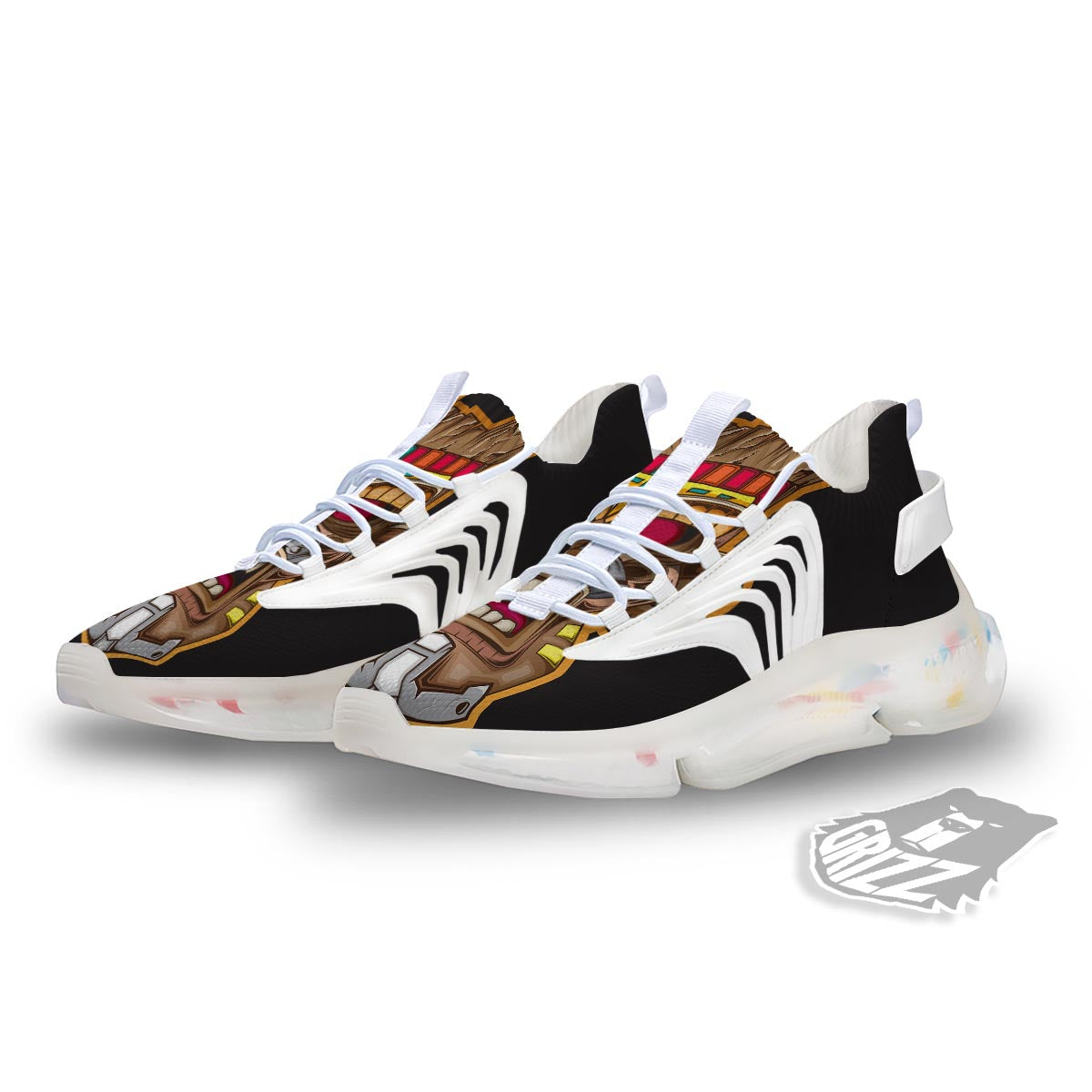 Totem Tiki Print White Gym Shoes-grizzshop