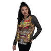 Totem Tiki Print Women's Bomber Jacket-grizzshop