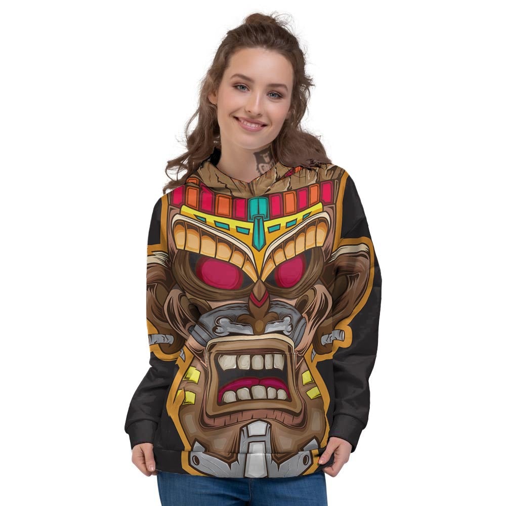 Totem Tiki Print Women's Hoodie-grizzshop
