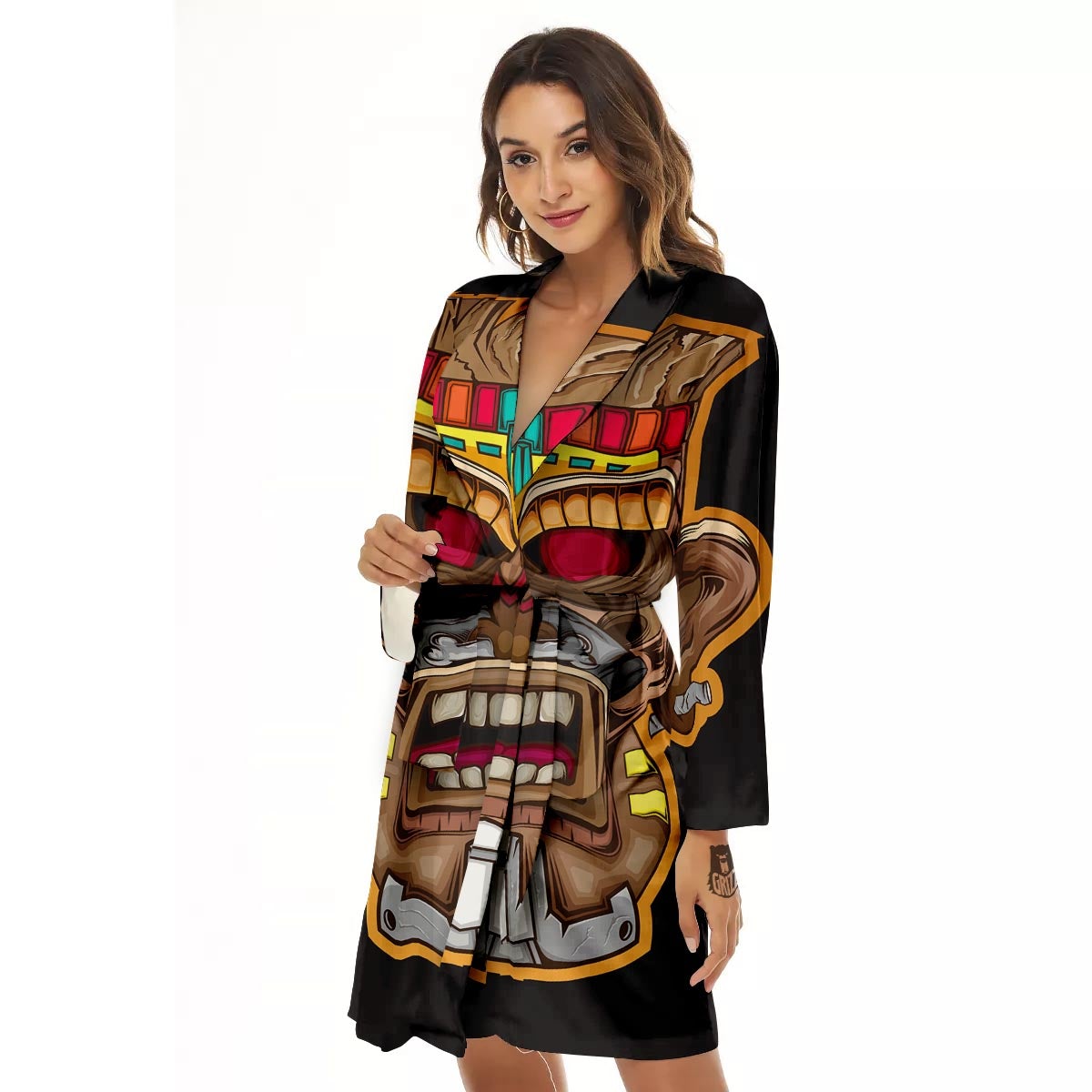 Totem Tiki Print Women's Robe-grizzshop