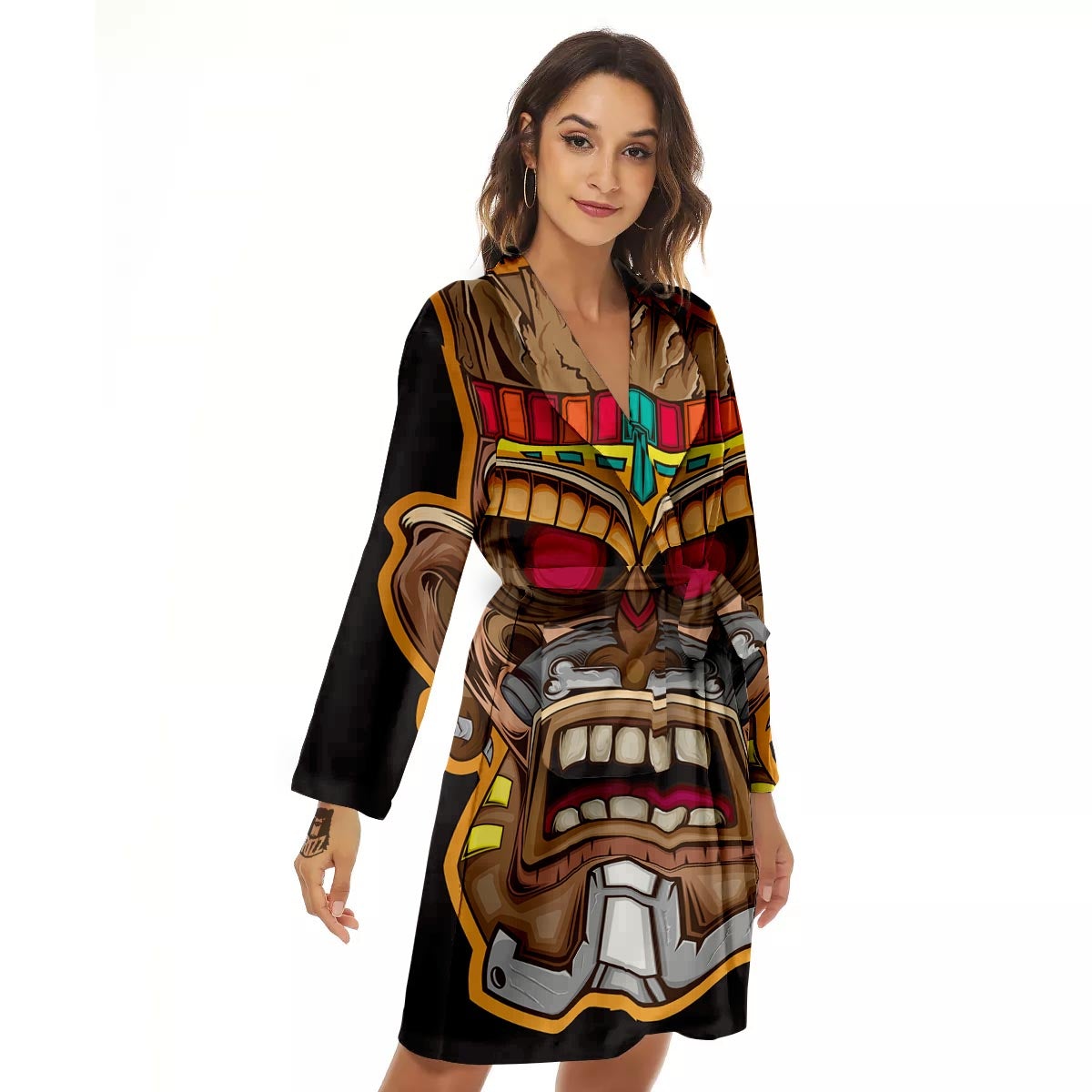 Totem Tiki Print Women's Robe-grizzshop