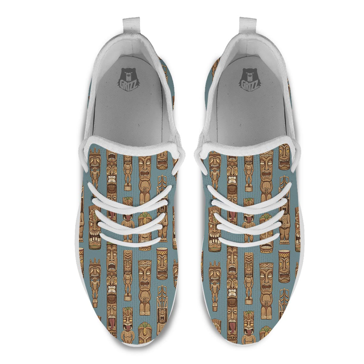 Totem Tribal Print Pattern White Athletic Shoes-grizzshop