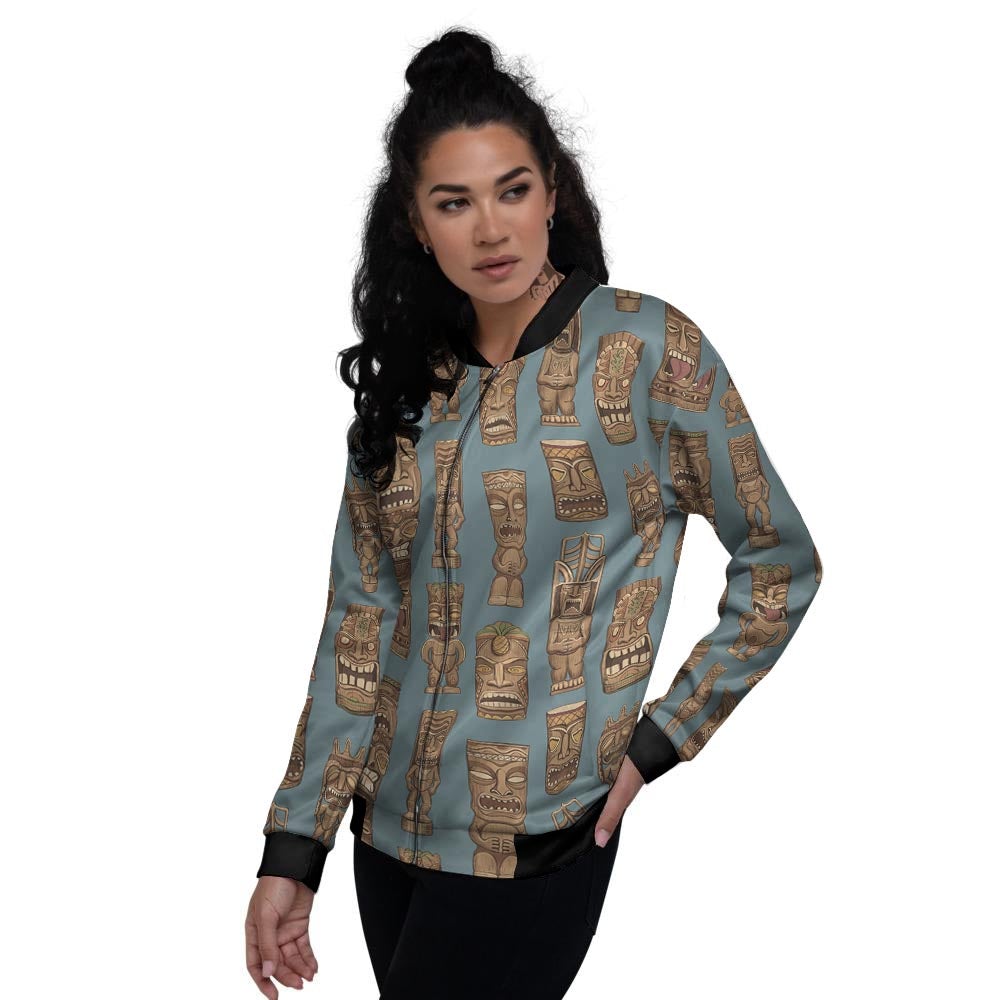 Totem Tribal Print Pattern Women's Bomber Jacket-grizzshop