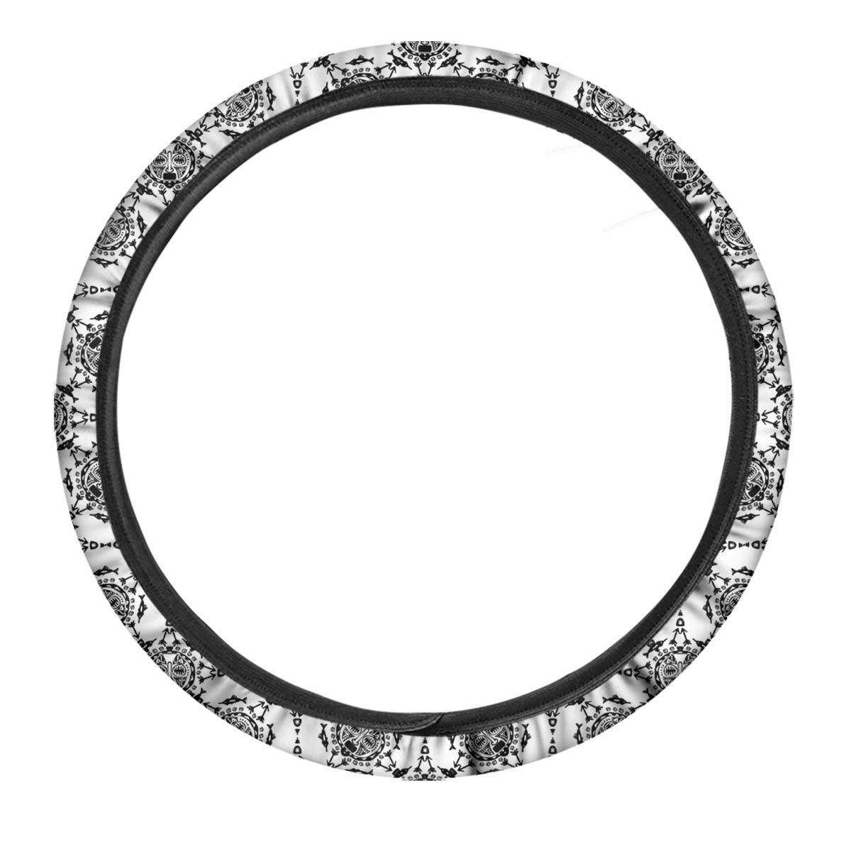 Totem White And Black Print Pattern Car Steering Wheel Cover-grizzshop