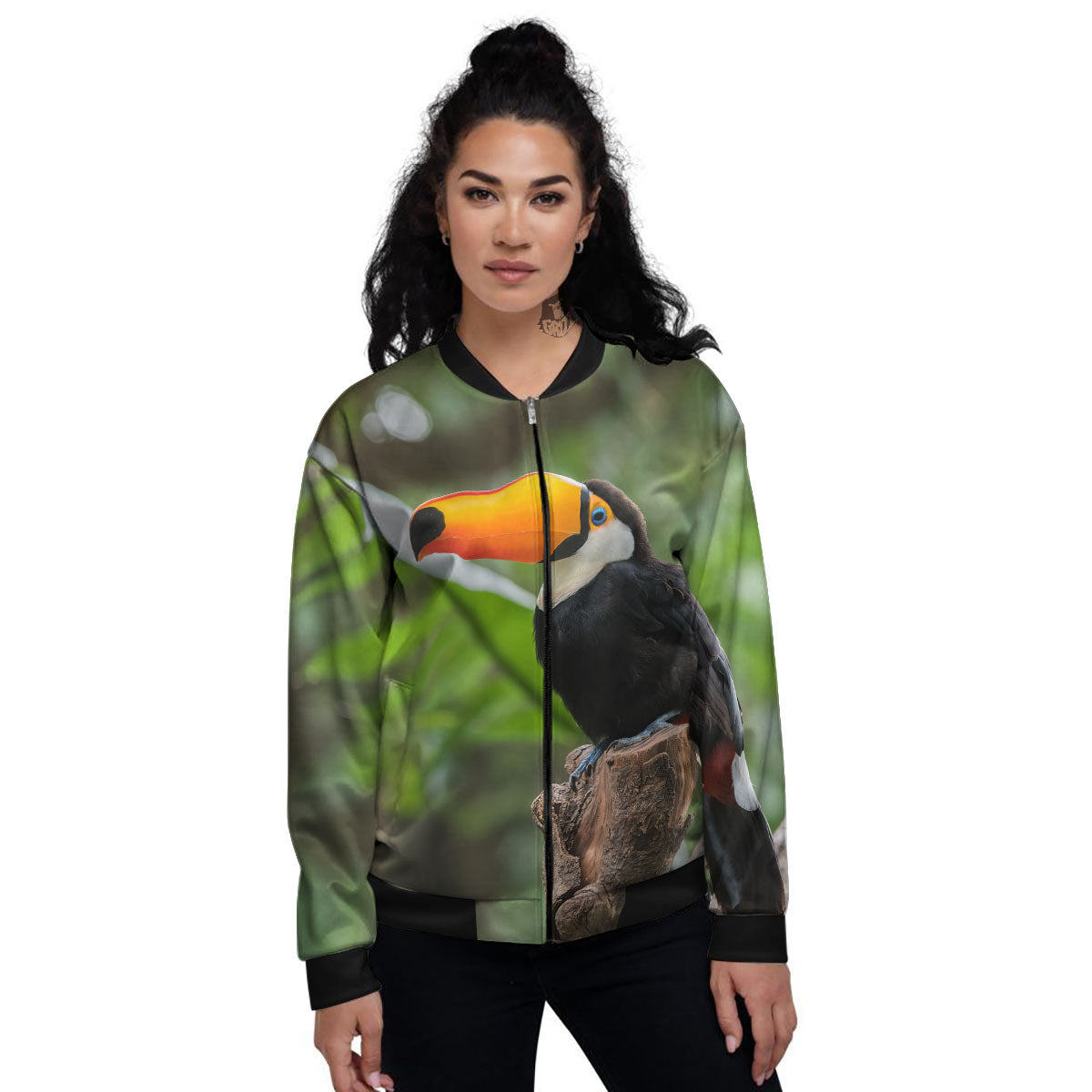 Toucan Aloha Keel-Billed Print Women's Bomber Jacket-grizzshop