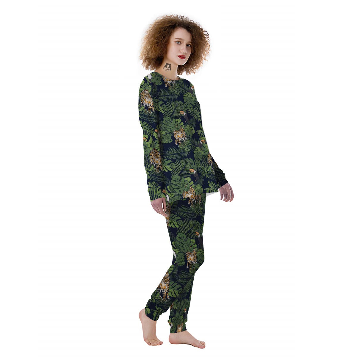 Toucan And Tiger Print Pattern Women's Pajamas-grizzshop