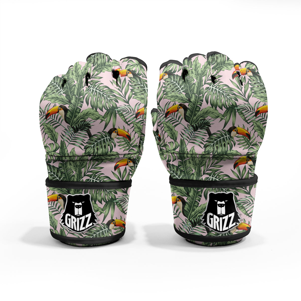 Toucan And Tropical Palm Leaf Print MMA Gloves-grizzshop