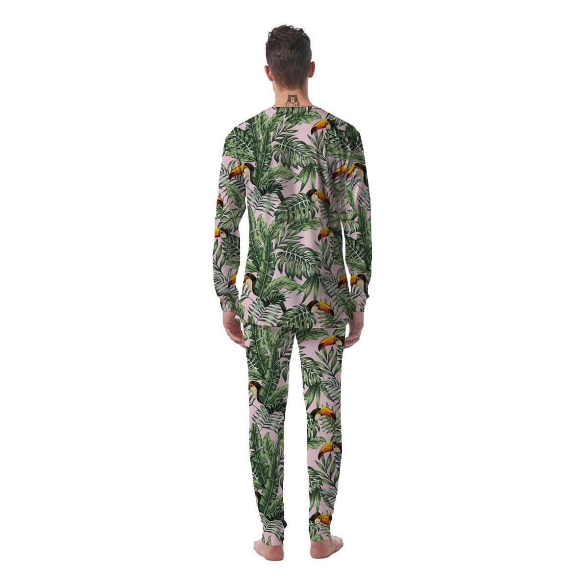 Toucan And Tropical Palm Leaf Print Men's Pajamas-grizzshop