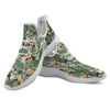 Toucan And Tropical Palm Leaf Print White Athletic Shoes-grizzshop