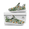 Toucan And Tropical Palm Leaf Print White Athletic Shoes-grizzshop