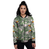 Toucan And Tropical Palm Leaf Print Women's Bomber Jacket-grizzshop