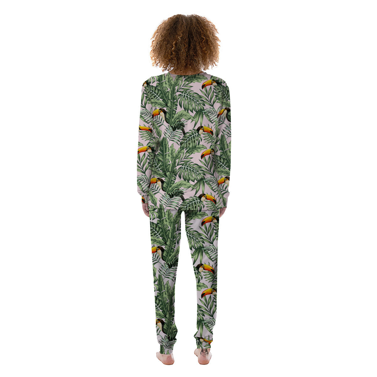 Toucan And Tropical Palm Leaf Print Women's Pajamas-grizzshop