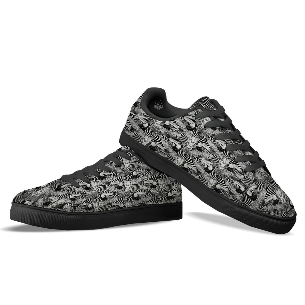 Toucan Black Illusion Print Pattern Black Low Top Sneakers-grizzshop