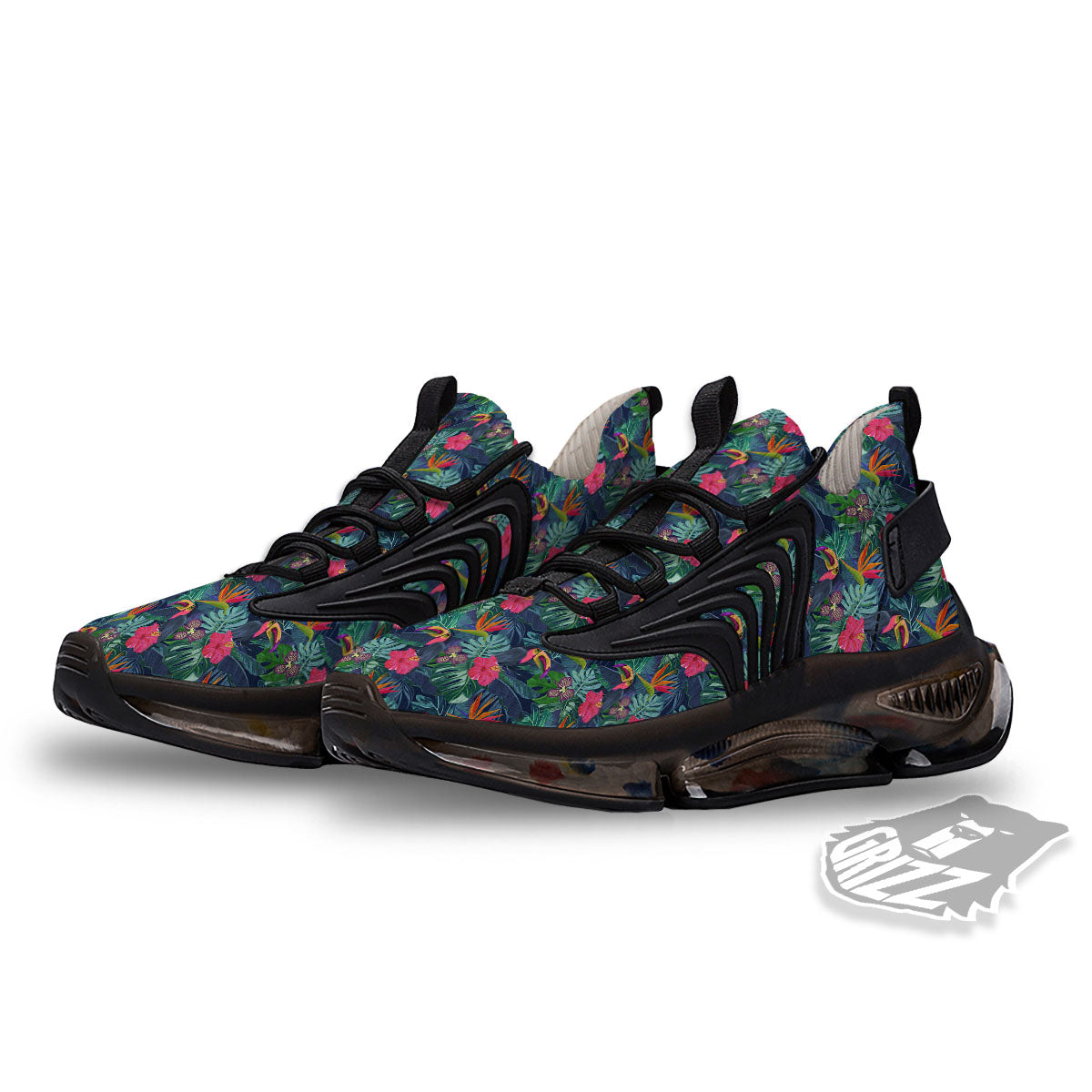 Toucan Exotic Tropical Print Pattern Black Gym Shoes-grizzshop