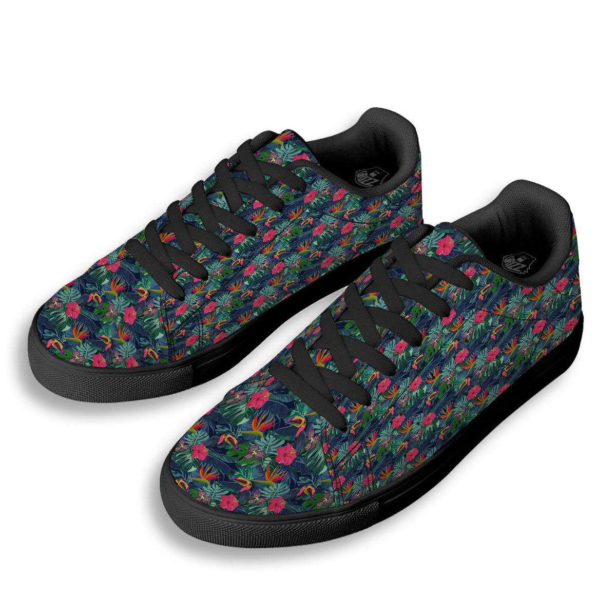 Toucan Exotic Tropical Print Pattern Black Low Top Sneakers-grizzshop