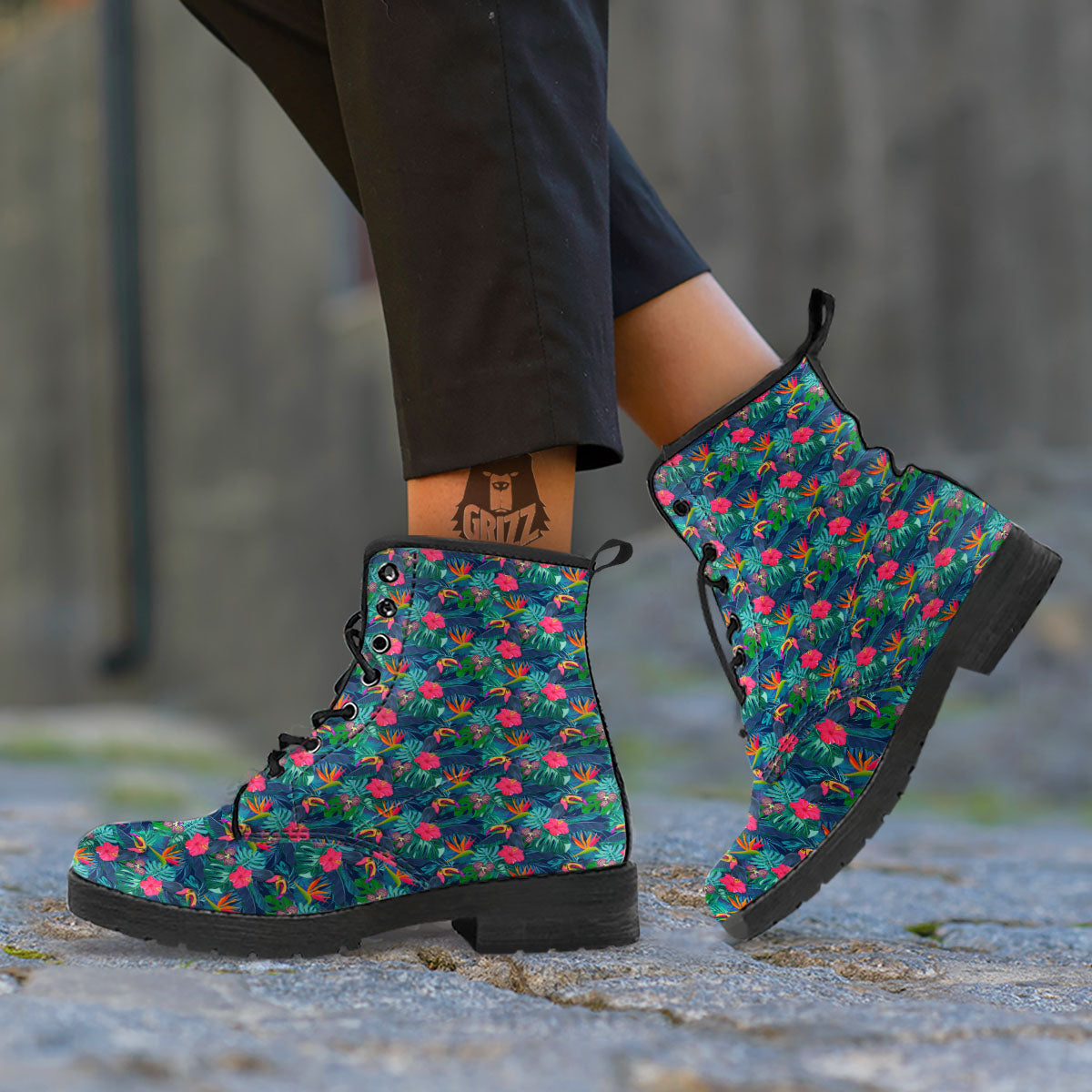 Toucan Exotic Tropical Print Pattern Leather Boots-grizzshop
