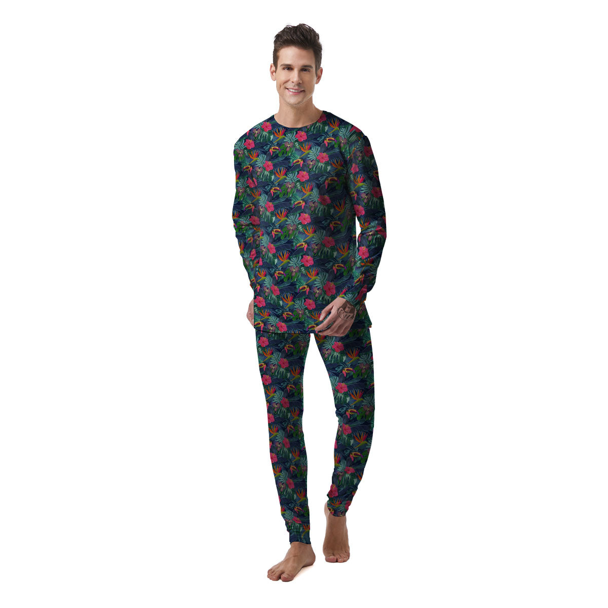 Toucan Exotic Tropical Print Pattern Men's Pajamas-grizzshop