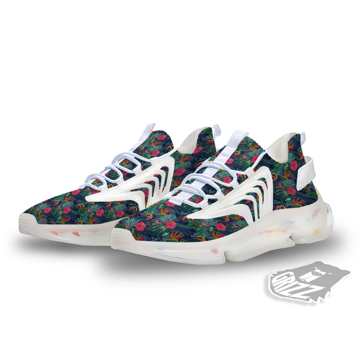 Toucan Exotic Tropical Print Pattern White Gym Shoes-grizzshop