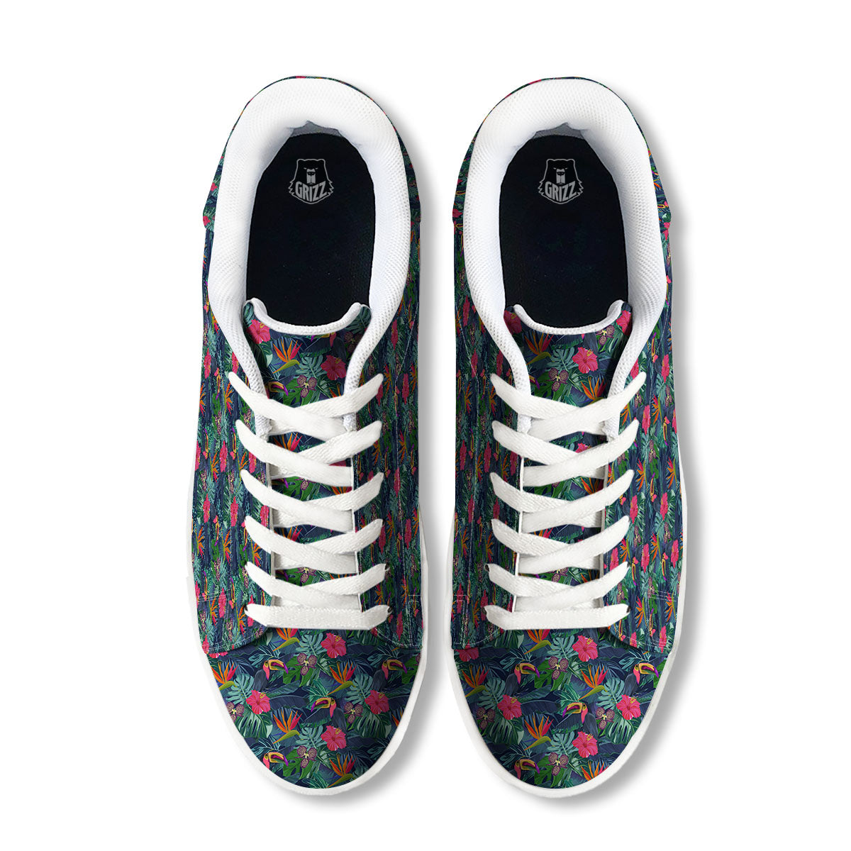 Toucan Exotic Tropical Print Pattern White Low Top Sneakers-grizzshop