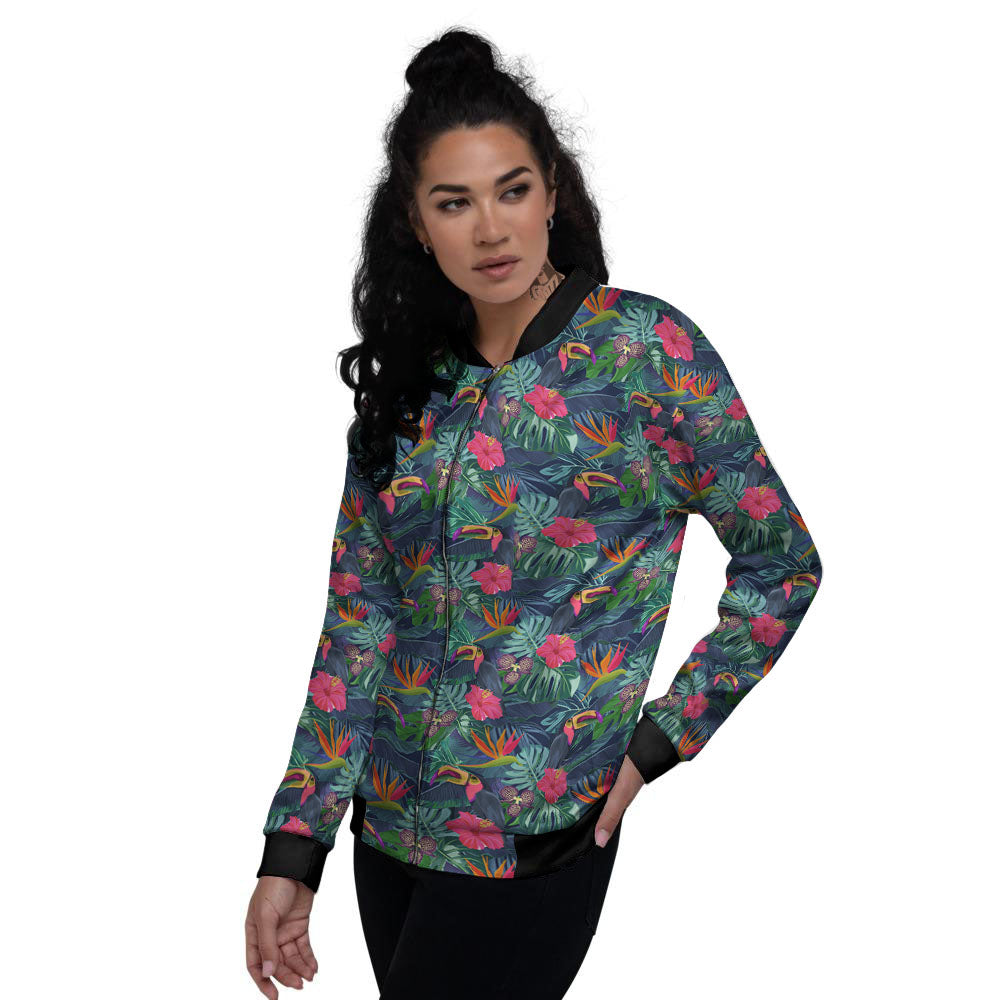 Toucan Exotic Tropical Print Pattern Women's Bomber Jacket-grizzshop