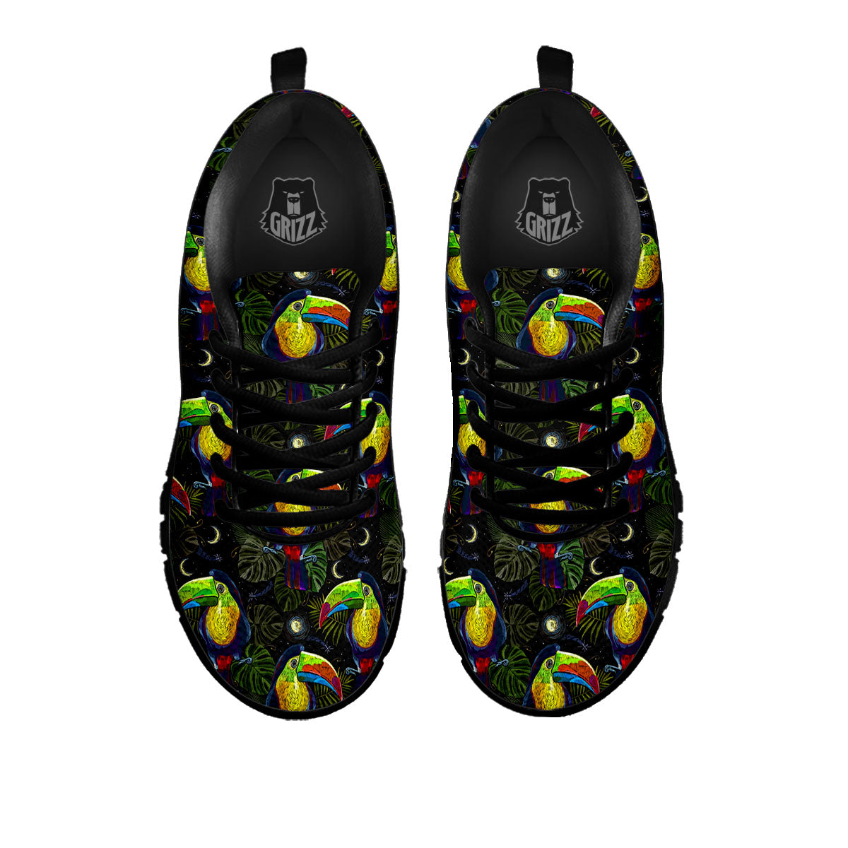 Toucan Keel Billed Tropical Print Pattern Black Sneaker-grizzshop