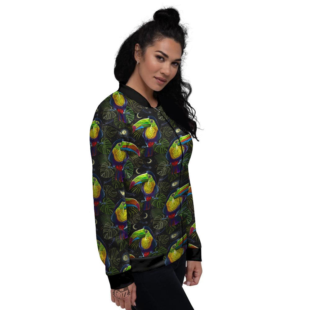 Toucan Keel Billed Tropical Print Pattern Women's Bomber Jacket-grizzshop