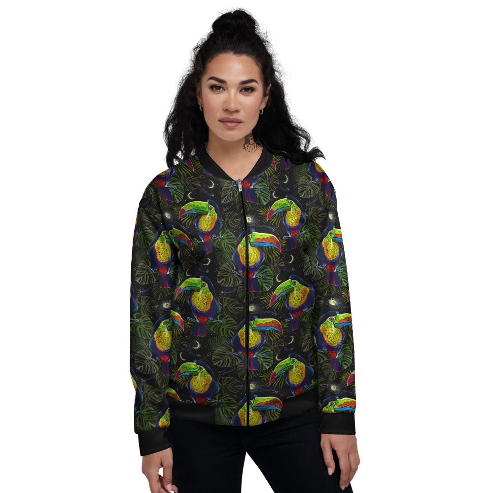 Toucan Keel Billed Tropical Print Pattern Women's Bomber Jacket-grizzshop