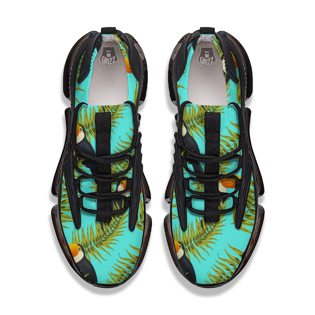 Toucan Toco Print Pattern Black Gym Shoes-grizzshop