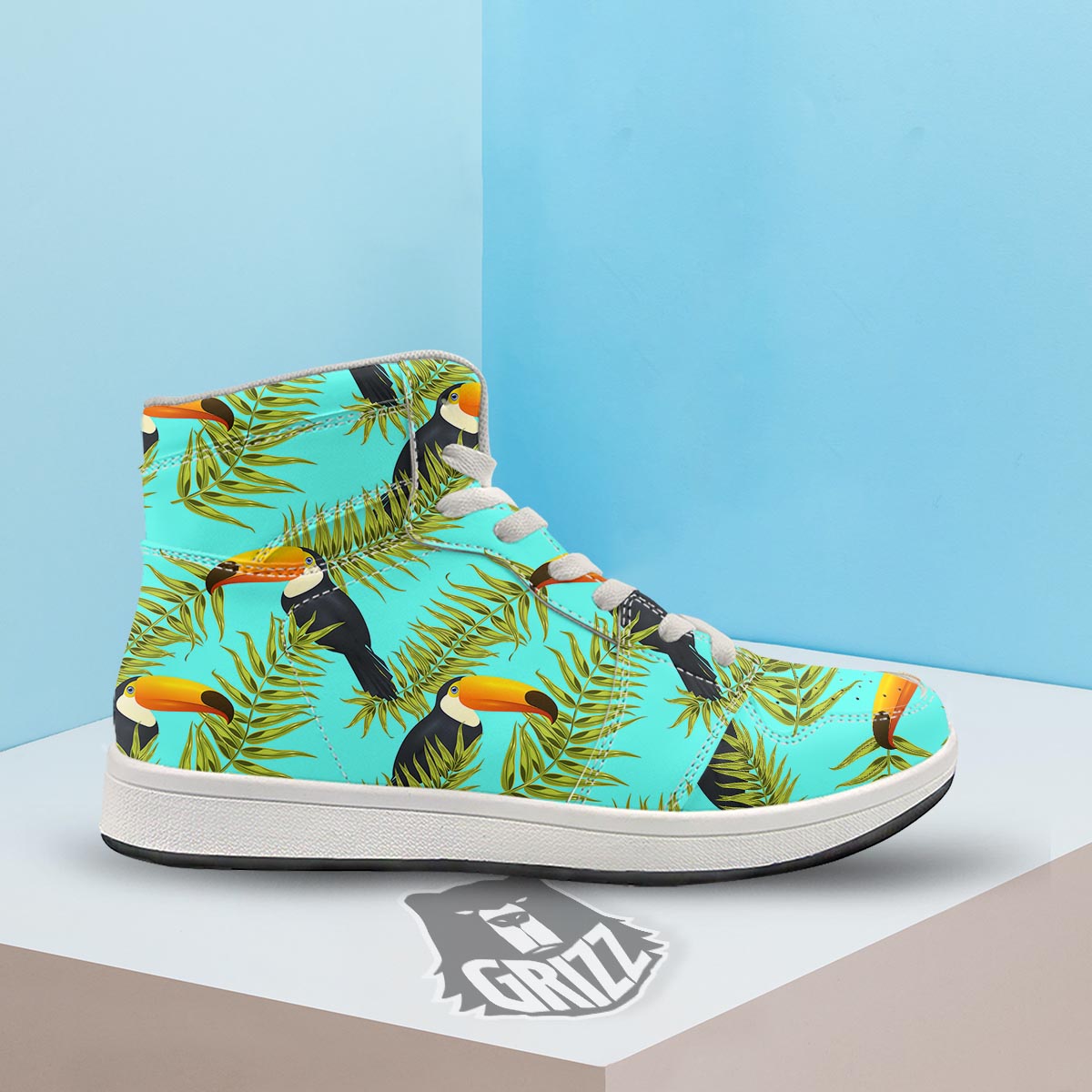 Toucan Toco Print Pattern High Top Sneakers-grizzshop