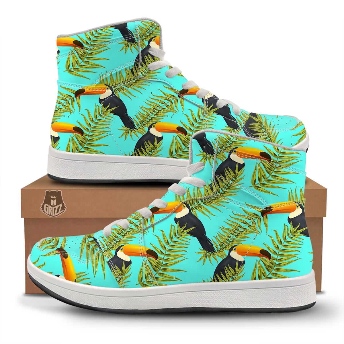 Toucan Toco Print Pattern High Top Sneakers-grizzshop