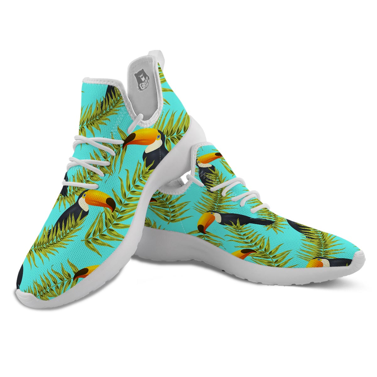 Toucan Toco Print Pattern White Athletic Shoes-grizzshop