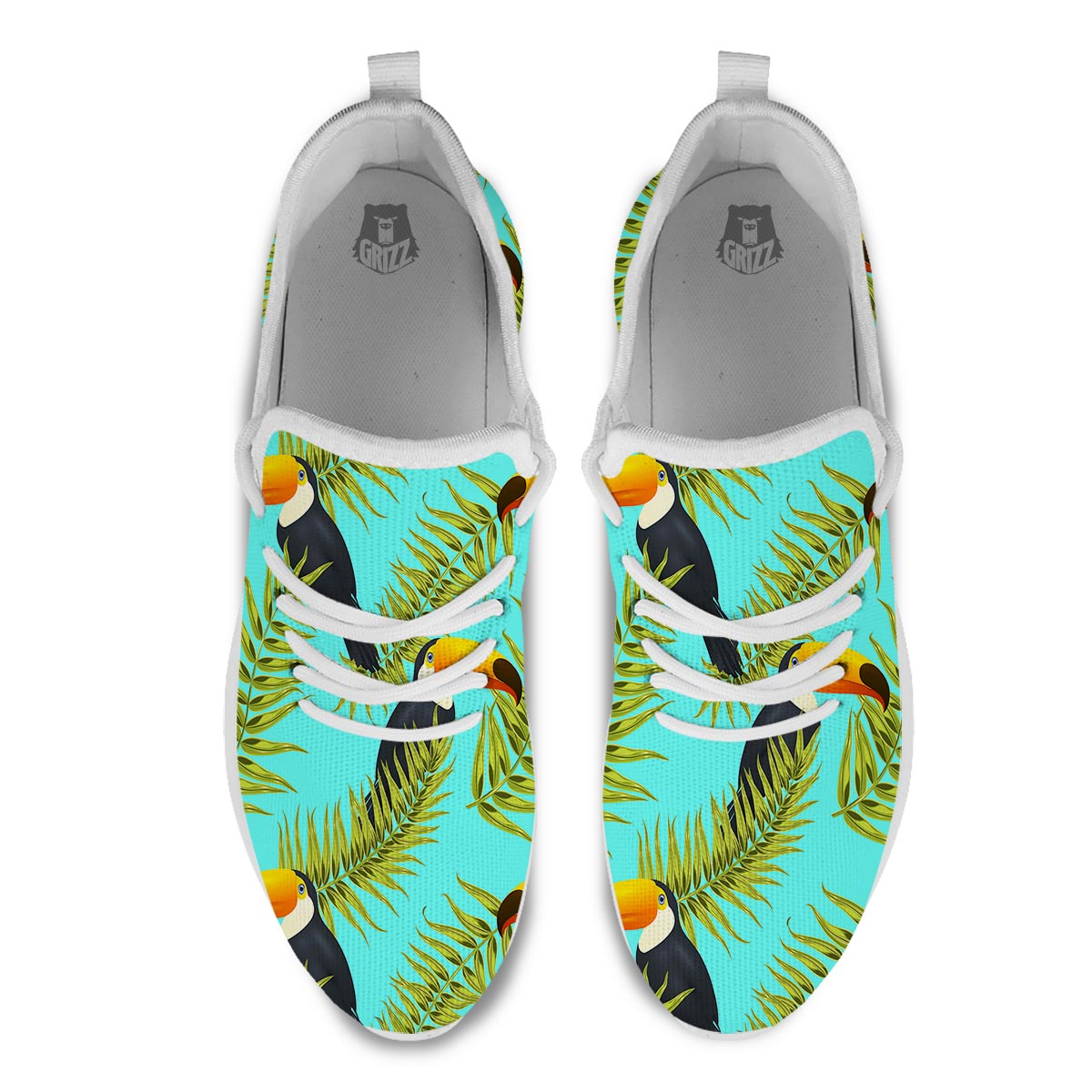 Toucan Toco Print Pattern White Athletic Shoes-grizzshop