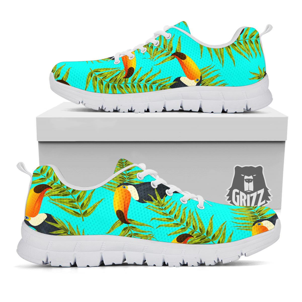 Toucan Toco Print Pattern White Sneaker-grizzshop