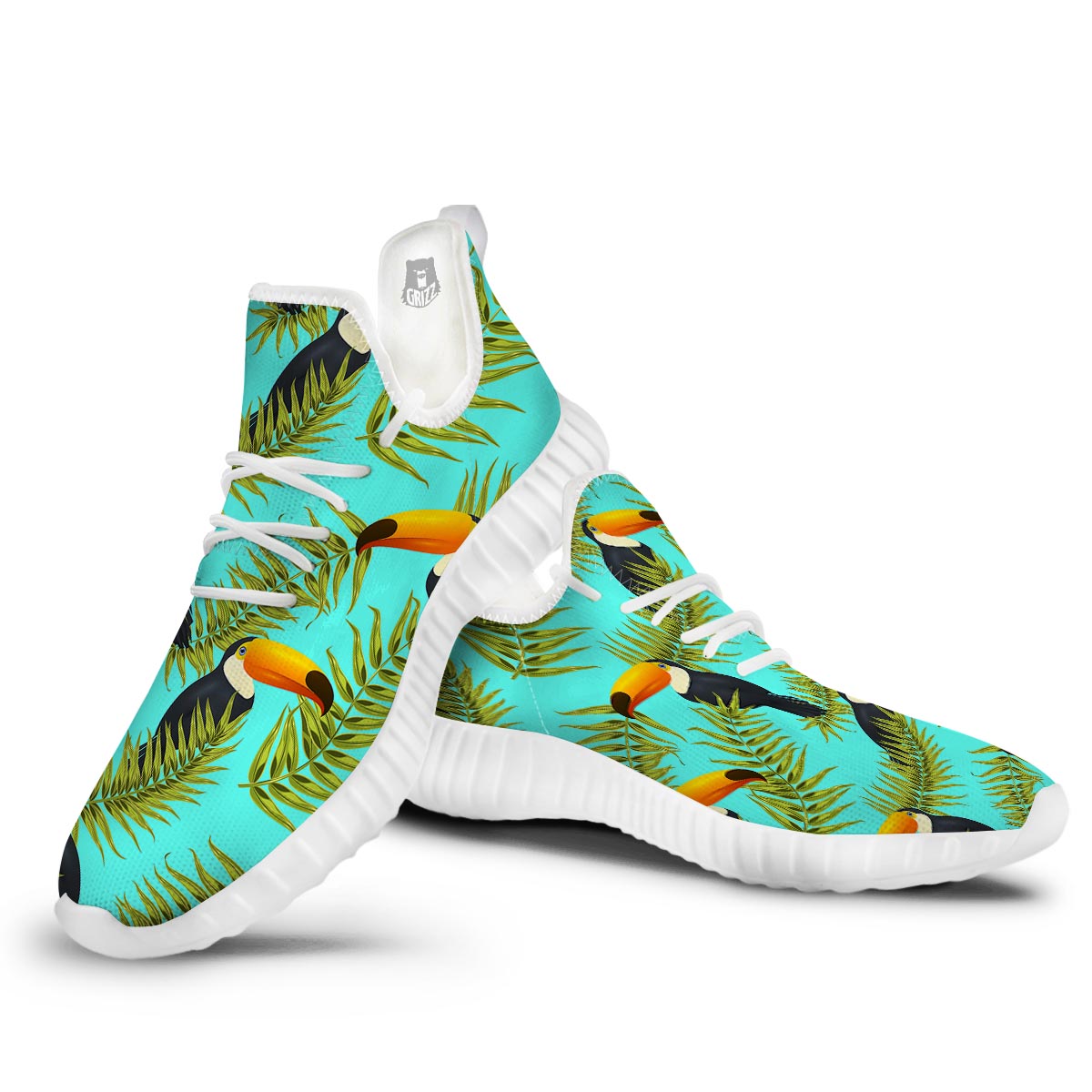 Toucan Toco Print Pattern White Walking Shoes-grizzshop