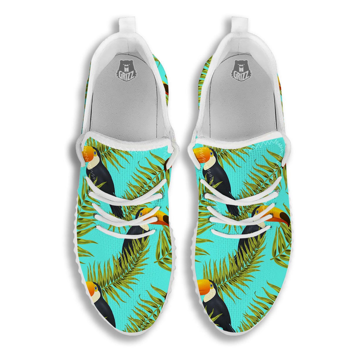 Toucan Toco Print Pattern White Walking Shoes-grizzshop