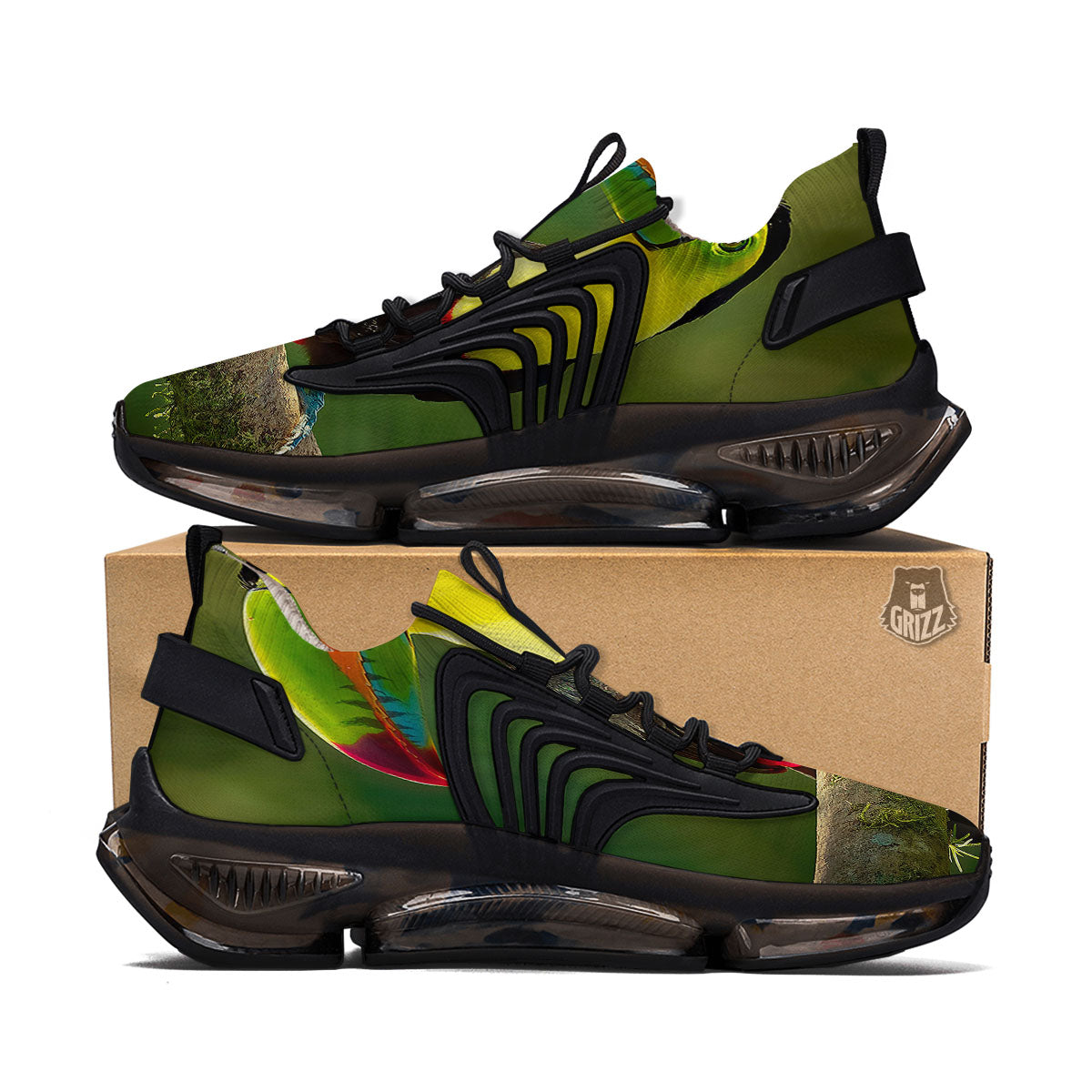 Toucan Tropical Toco Print Black Gym Shoes-grizzshop